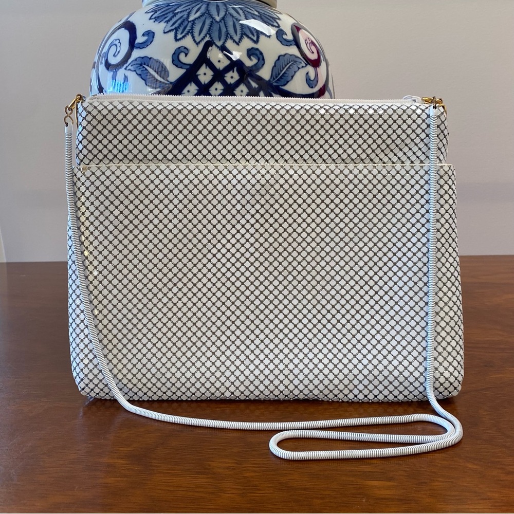 Vintage White Metal Mesh Evening Bag